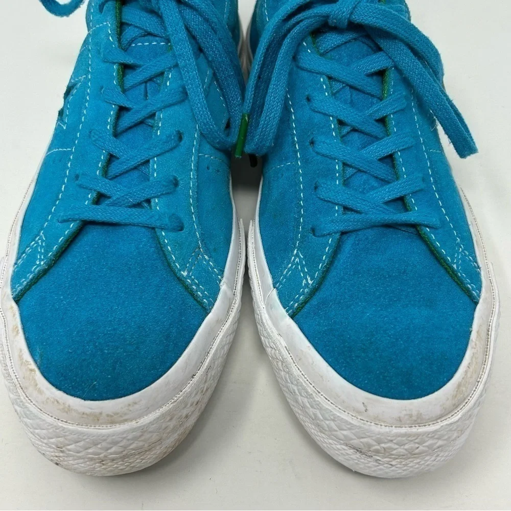 Converse One Star Bright Blue Leather Lace Up Low Top Kid's Sneakers Size 5